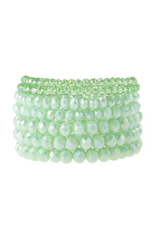 Buy mint Hdb2750 - Seven Lines Glass Beads Stretch Bracelet