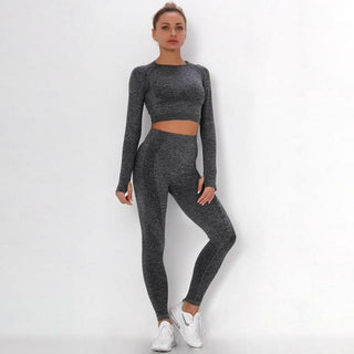 Buy yellow 2pcs/set Vital Sport Suit Yoga Set Women vest bra Gym Workout Long