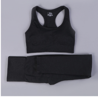 Buy canary-yellow 2pcs/set Vital Sport Suit Yoga Set Women vest bra Gym Workout Long