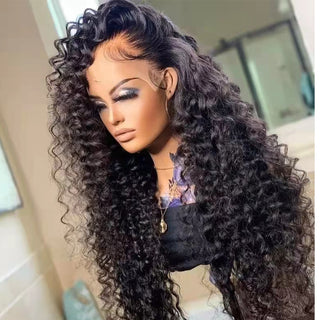 Brazilian Human Hair 30 34 Inch Loose Deep Wave HD Frontal Wigs for Women Curly Human Hair