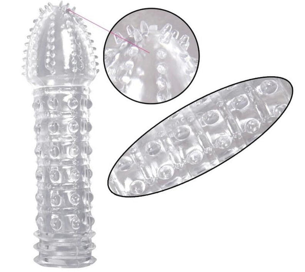 Reusable Condom Lube Textured Extender Sleeve Screw Thread Penis Cover Cock Ring Dildo Sheath Condoms Coque Sex Toys for Men - Webster.direct