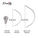 Nunify Threader Guide Needle and Thread for Sew Hair 2Pcs C Type Crochet Needle Black Weaving Thread for Dreadlock Accessories