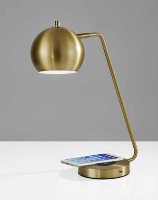 Buy brass Retro Antiqued Brass Wireless Charging Station Desk Lamp