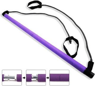 Buy purple Exercise Resistance Band Yoga Stick Pilates Stick Portable Fitness SP