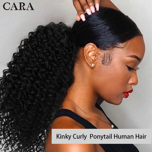 3B 3C Afro Kinky Curly Ponytail Human Hair Extensions Clip In Ponytail