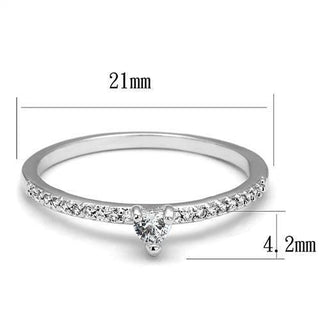 3W1224 - Rhodium Brass Ring with AAA Grade CZ  in Clear