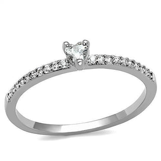 3W1224 - Rhodium Brass Ring with AAA Grade CZ  in Clear