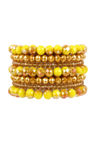 Buy mustard Hdb2750 - Seven Lines Glass Beads Stretch Bracelet