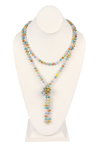 Buy multicolor-iridescent-pastel 8mm Longline Hand Knotted Necklace