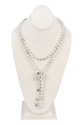 Buy white-howlite Hdn2239 - Natural Stone Hand Knotted Long Necklace