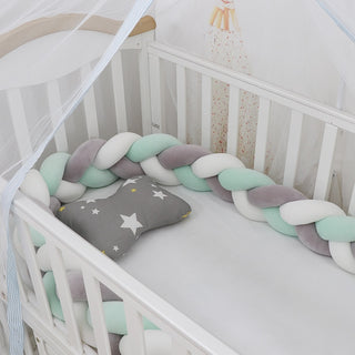Buy gray-white-mint 3M Baby Bed Bumper Braid