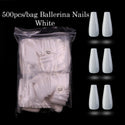 500pcs Colorful  False Nails Long Ballerina Coffin Shape UV Shiny