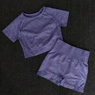 Buy purple-shorts-set Women Seamless Yoga Set