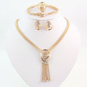 Latest Fashion African Beads Jewelry Sets Wedding Costume Women Party Gold Color Crystal Necklace Bangle Earring Ring