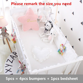 Buy bai-se Princess Pink 100% Cotton Baby Bedding Set Newborn Baby Crib Bedding Set for Girls Boys Washable Cot Bed Linen 4 Bumpers+1 Sheet