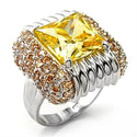 7X316 - Rhodium 925 Sterling Silver Ring with AAA Grade CZ  in Topaz
