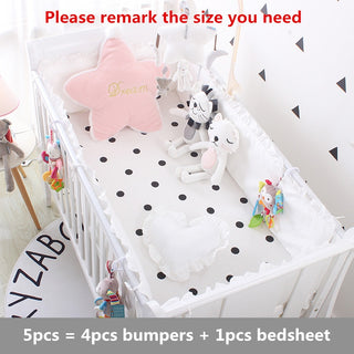 Buy bai-jia-bo-dian Princess Pink 100% Cotton Baby Bedding Set Newborn Baby Crib Bedding Set for Girls Boys Washable Cot Bed Linen 4 Bumpers+1 Sheet