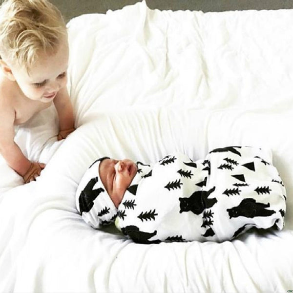 Baby Swaddle Blanket +Cap Newborn Cocoon Wrap Cotton Swaddling