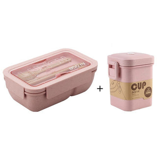 Buy pink-set 850ml Wheat Straw Lunch Box Healthy Material Bento Boxes