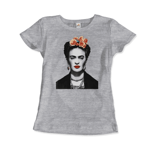 Buy heather-grey Frida Kahlo With Flowers Poster Artwork T-Shirt