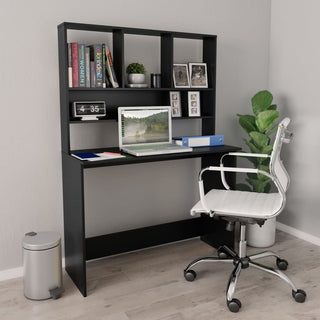 Desk with Shelves Black 43.3"x17.7"x61.8" Chipboard