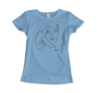 Buy light-blue Pablo Picasso Peace (Dove and Face) Artwork T-Shirt