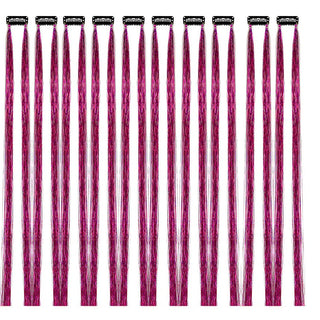 Buy rose-red 10Pack Sparkle Tinsel Clip on in Hair Extensions