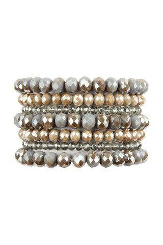 Buy gray Hdb2750 - Seven Lines Glass Beads Stretch Bracelet