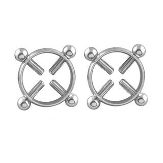 Buy silver 1 Pair 2 Pcs Stainless Steel Round Non Piercing Nipple Ring