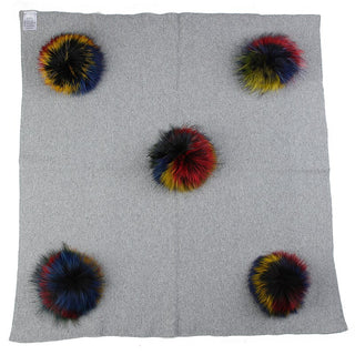 Buy light-gray-multicolo Geebro Newborn Warm Wool Swaddling Blanket With 15cm Real Raccoon Fur Pompom