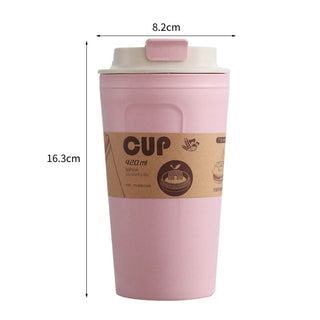 Buy pink Travel Coffee Mug Eco-Friendly Bamboo Fiber Coffee Cup Silicone Ring Lid 420ml