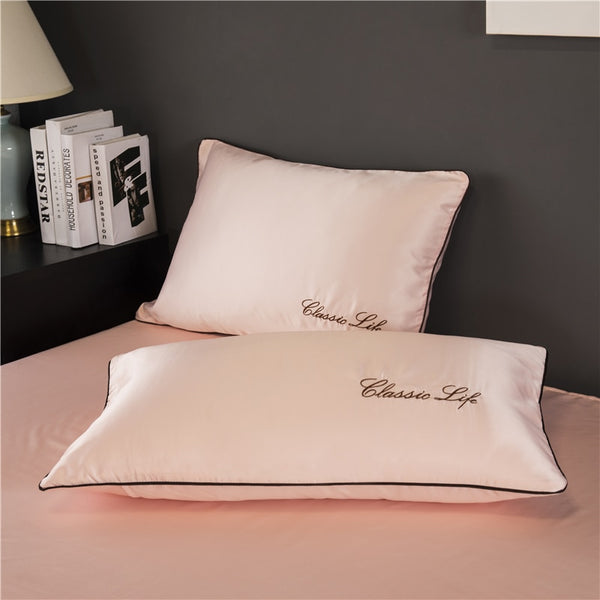 TWO Side 100% Satin Silk Pillowcases Envelope Pure Silk Embroidery Pillow Case Pillowcase for Healthy Sleep Multicolor 48x74cm