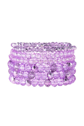 Buy purple Hdb2750 - Seven Lines Glass Beads Stretch Bracelet