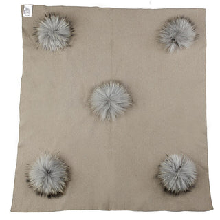 Buy khaki-light-gray Geebro Newborn Warm Wool Swaddling Blanket With 15cm Real Raccoon Fur Pompom