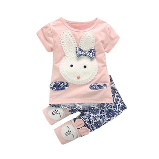 Buy 1 Baby Girls Bunny Embroidered Short Sleeve Suit Set
