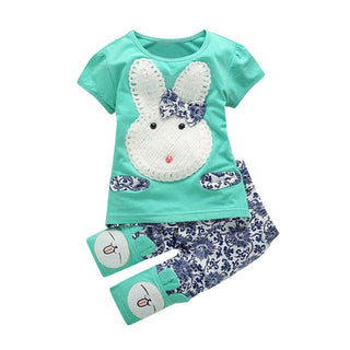Buy 2 Baby Girls Bunny Embroidered Short Sleeve Suit Set