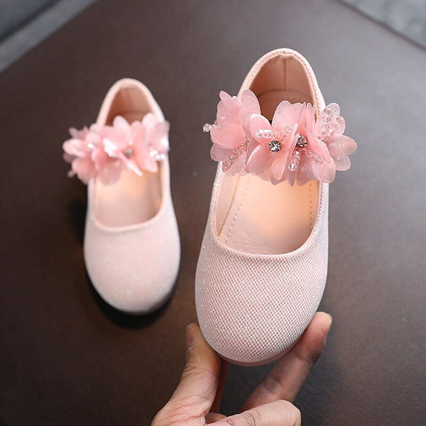 Baby Girls Walking Shoes Kids PU leather Big Flower Summer Princess