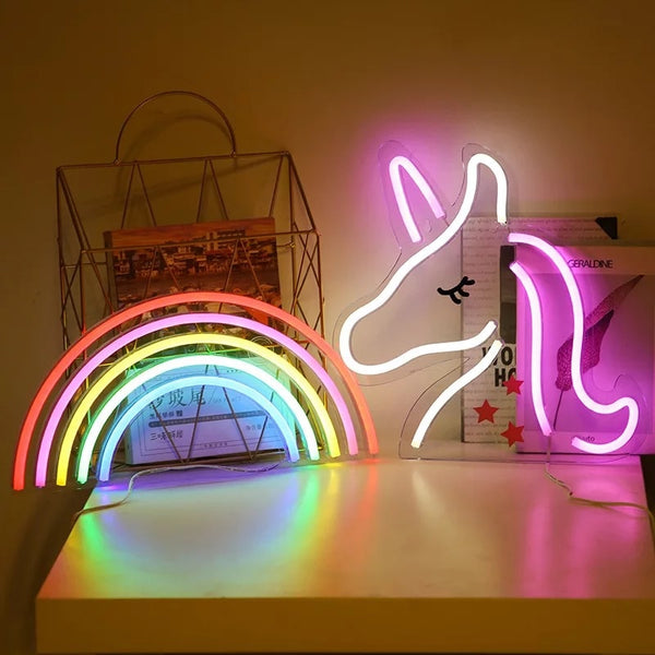 Big Size LED Neon Light Ice Cream Wall Art Sign Bedroom Decor Rainbow