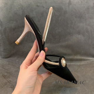 Buy black Silk Pointed Shoes