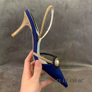 Buy blue Silk Pointed Shoes