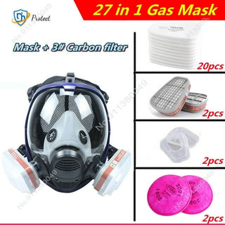 Buy black Chemical mask 6800 15/17 in 1 gas mask dust respirator paint