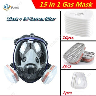 Buy green Chemical mask 6800 15/17 in 1 gas mask dust respirator paint