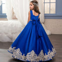 Classical Blue Flower Girls Dresses spagetti Straps Ball Gown