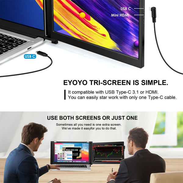 Eyoyo 13.3" 11.9" 10.1" Dual Portable Gaming Monitor IPS 1080P USB C