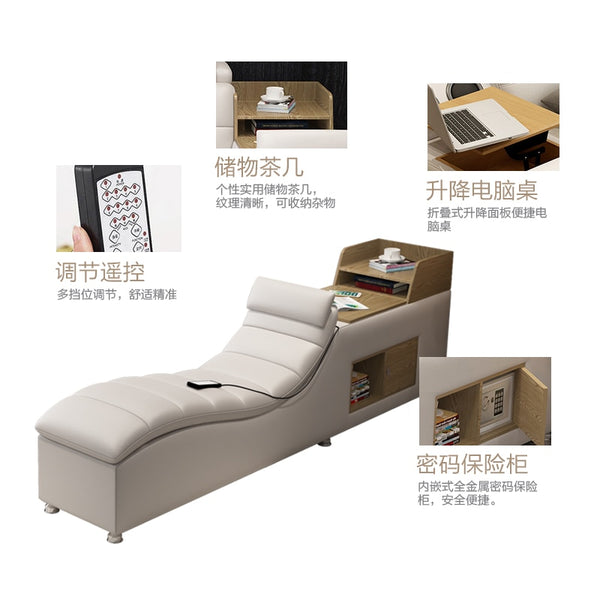 Genuine leather bed frame Soft Beds massager storage safe speaker LED