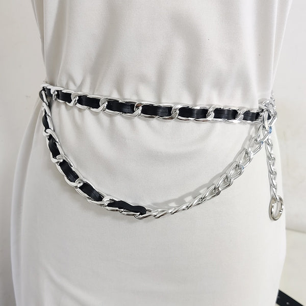 Gold chain belt elastic