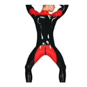 Handmade Men's Black and Red Latex Rubber Catsuit with Crotch Zip