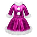 Kids Girls Christmas Dance Costume Shiny  Long Sleeves Jazz Modern