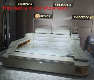 Buy violet High Quality Genuine leather bed frame Soft Beds massager storage safe