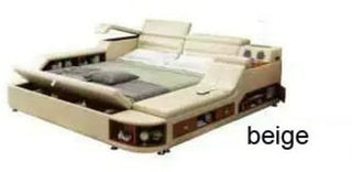 Buy deep-purple High Quality Genuine leather bed frame Soft Beds massager storage safe